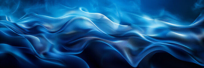 Obraz premium Black dark azure cobalt sapphire blue wave abstract background. Color gradient. Geometric shape. Wave, wavy curved line. Rough grunge grain noise. Light neon metallic shine shimmer bright. Design. 