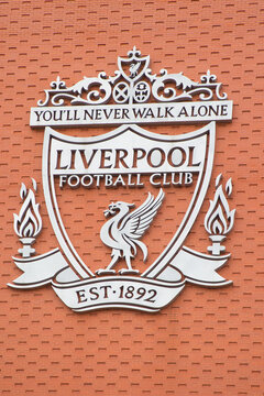 England, Liverpool - December 29, 2023: The Liverpool FC club crest at Anfield.
