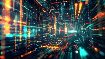 Fototapeta premium a creative digital network intertwined with elements of coding background