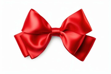 Naklejka premium Luxurious Ribbon red bow silk. Set surprise. Generate Ai