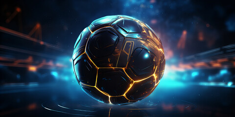 Naklejka premium A close up of the futuristic cyber football ball.