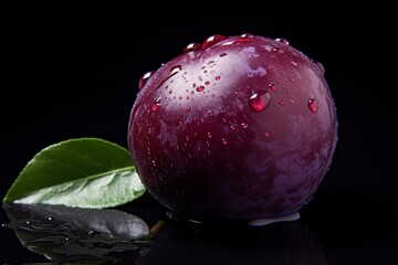 Luscious Ripe plum. Sweet slice food. Generate Ai