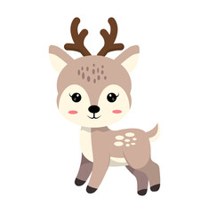 Cute Christmas Reindeer Cartoon vector illustration on white background