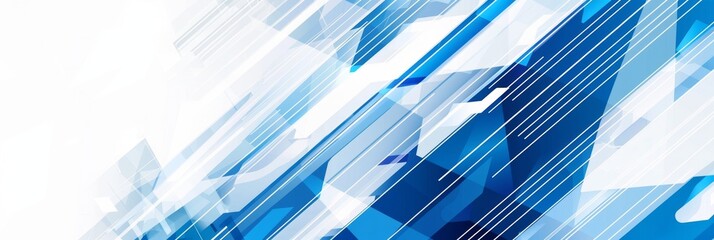 Abstract blue and white background with geometric lines for business presentation technology or corporate concept banner template Generative AI