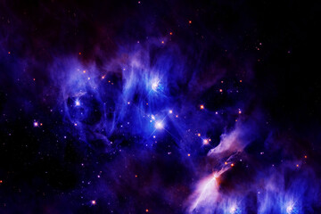 Beautiful blue cosmic nebula. Elements of this image furnished by NASA