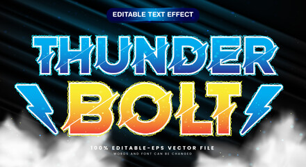 Thunder Bolt editable text effect Template with electric Blue text style theme