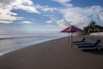 beach with umbrellas