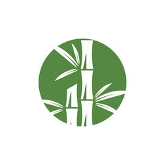 Bamboo logo with green leaf vector icon template