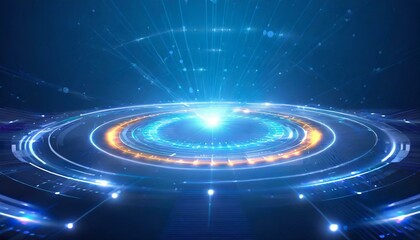 background of circles, wallpaper Target, Futuristic technology interface with glowing circles - obrazy, fototapety, plakaty