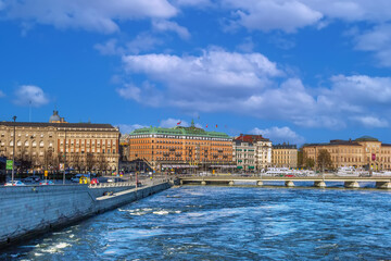 Embankment in central Stockholm, Sweden