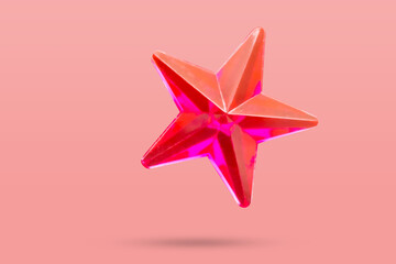 red star jewels sticker isolated on pink background - 788529908