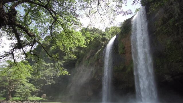 gorgeous waterfall in ciletuh geopark sukabumi indonesia slow motion HD 