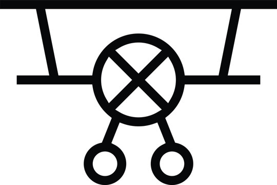 recommend clip art: biplane icon. Thin linear style design isolated on white background