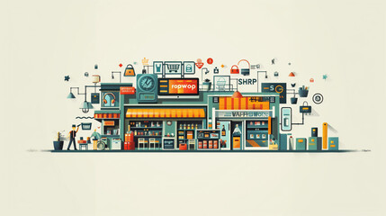 Fototapeta premium infographic eshop shopping