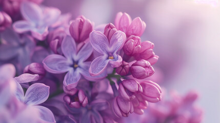 Spring flowers. Lilac flowers on white wooden background.
