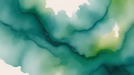 Green background with Abstract watercolor turquoise color. Generative AI, Generative, AI