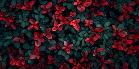 Lush Red and Green Leaves Background