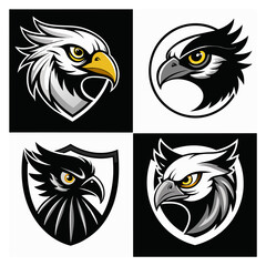 set of eagle head logo 