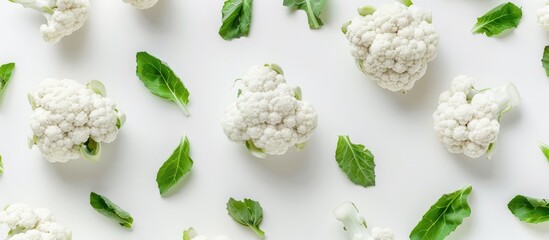 Top view of cauliflower on a white background