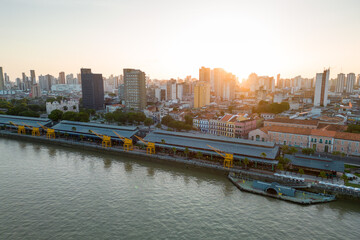 Aerial View of Docks Station Famous Area in Belem City, North of Brazil