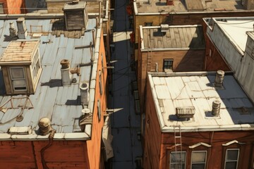 Fototapeta na wymiar Sprawling Roofs city view. Aerial skyline. Generate Ai