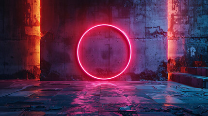 The futuristic allure of a neon circle, casting an infinite glow and evoking technological advancement.