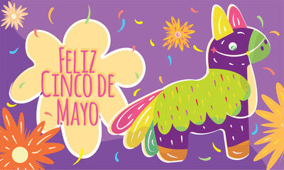 Cinco de mayo celebration mexican festival banner Colorful greeting card traditional mexican National festival cinco de mayo Vector illustration 