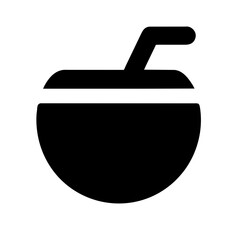 coconut drink icon vector graphics element silhouette Summer sign symbol illustration on a Transparent Background
