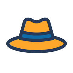 Vintage Straw Hat Single icon vector graphics Summer element silhouette sign symbol illustration on a Transparent Background