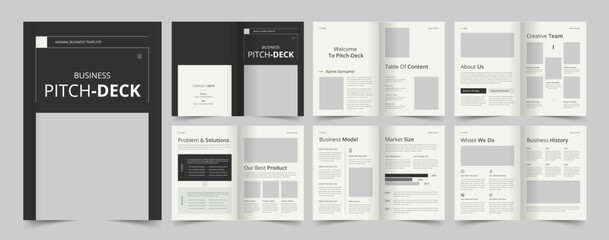 The Pitch Deck Brochure Layout, Annual Report, Modern Brochure, A4 Template - obrazy, fototapety, plakaty