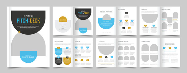 Business Pitch Deek Template, Business Brochure Design, Brochures - obrazy, fototapety, plakaty