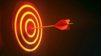 bullseye or target and arrow hitting light icon animation