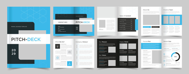 Business Pitch Deek Template, Business Brochure Design, Brochures - obrazy, fototapety, plakaty