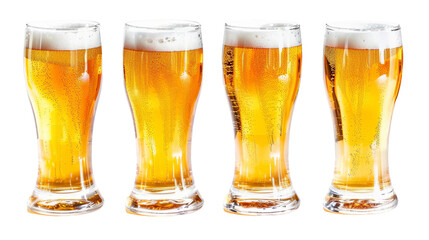 Golden Ale Pint in Glass on Transparent Background - Perfect Refreshing Beverage for Celebrations and Socializing at Bars and Parties - obrazy, fototapety, plakaty