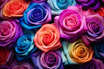 Delicate Colorful rose flowers. Nature garden. Generate Ai