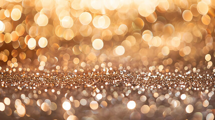 Abstract golden glitter sparkles on a dark background. Golden particles float in the air. The concept of celebration.