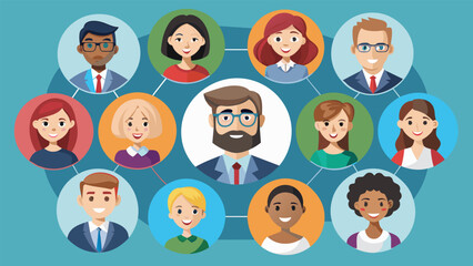 Collection of different avatar characters happy business people men and women