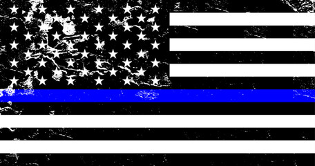 Grunge flag USA with blue line - 788544318