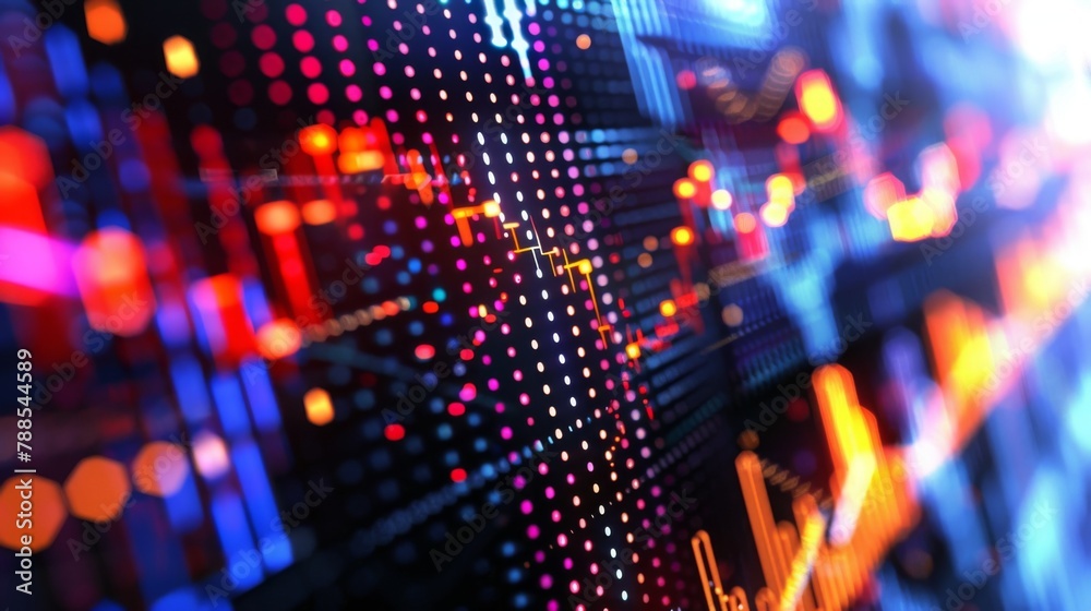 Fototapete a close-up of a computer screen displaying real-time stock market data and charts, highlighting the 