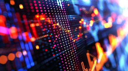 A close-up of a computer screen displaying real-time stock market data and charts, highlighting the volatility and dynamics of financial markets. - obrazy, fototapety, plakaty