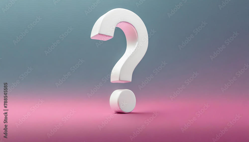 Fototapete question mark on gray-pink background. 3d rendering. faq and qa. problem solution.
