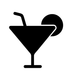 Cocktail icon vector graphics element silhouette Summer hot sign symbol illustration on a Transparent Background