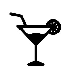 Cocktail icon vector graphics element silhouette Summer hot sign symbol illustration on a Transparent Background