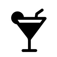 Cocktail icon vector graphics element silhouette Summer hot sign symbol illustration on a Transparent Background