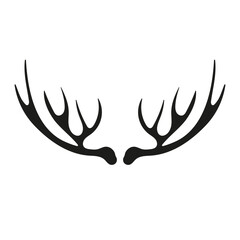 Deer horns. Illustration in black, isolated on a white background.