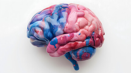 Human brain on a white background. 3d rendering, 3d illustration.