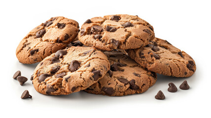 Delicious Chocolate Chip Cookies Stack &ndash; Isolated on White