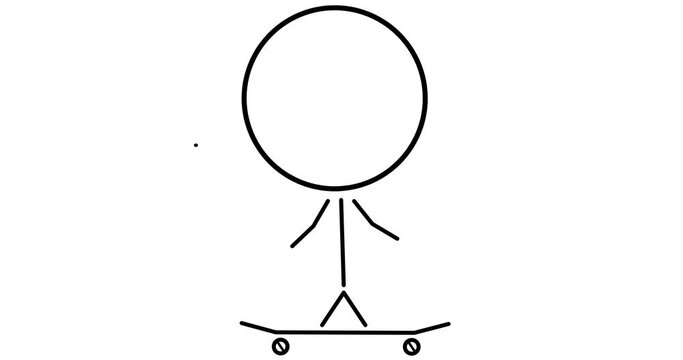 Skateboarder on a skateboard rides in a straight line