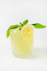 lemonade with basil and lemon