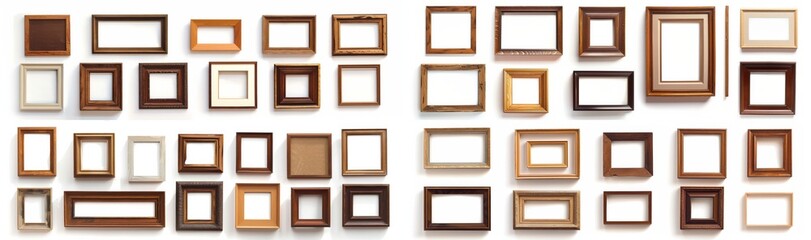 picture frame set isolated on white background gold vintage